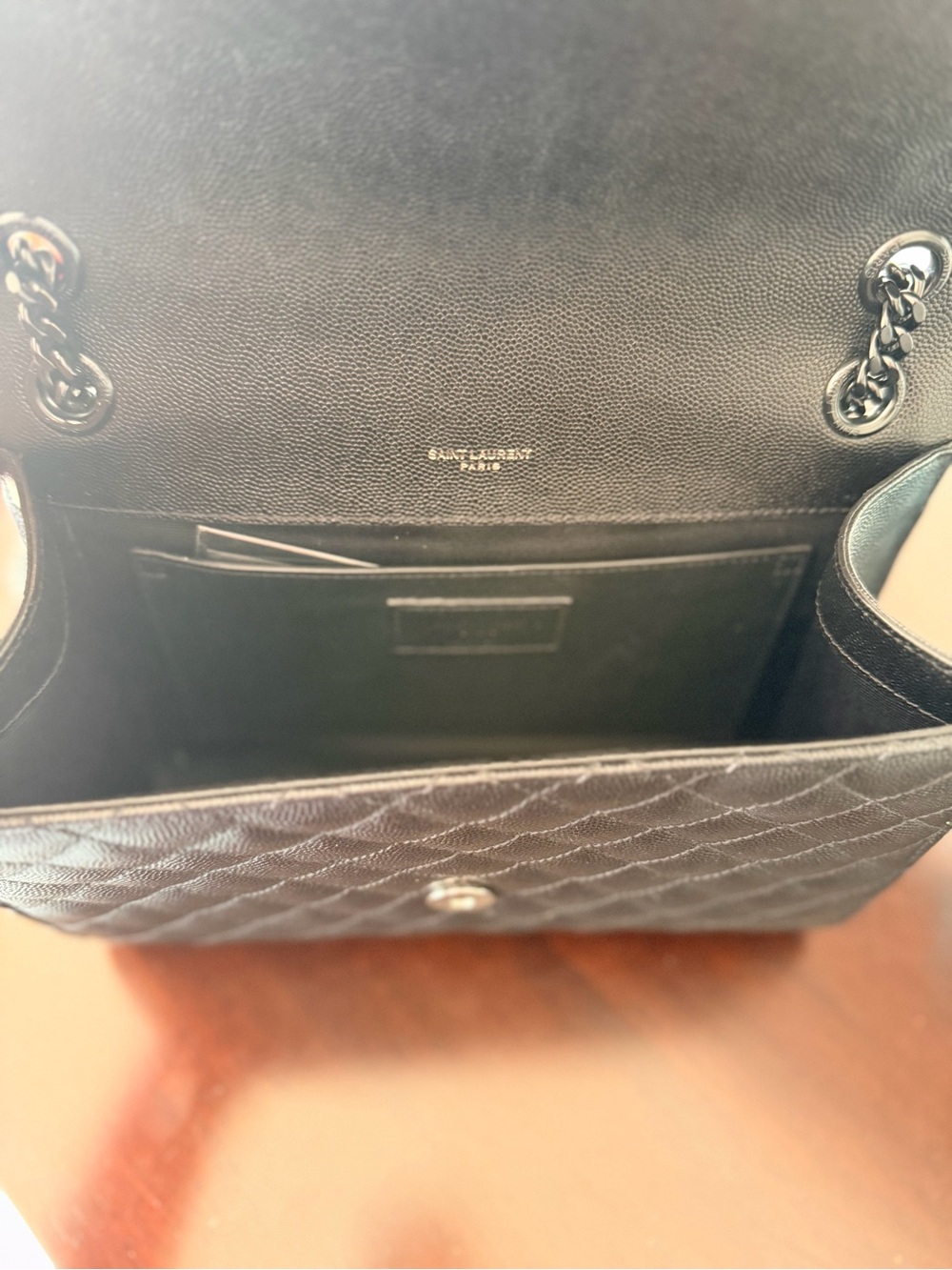 Saint Laurent Black Quilted Chevron Chain Shoulder Bag - Picture 3 of 4